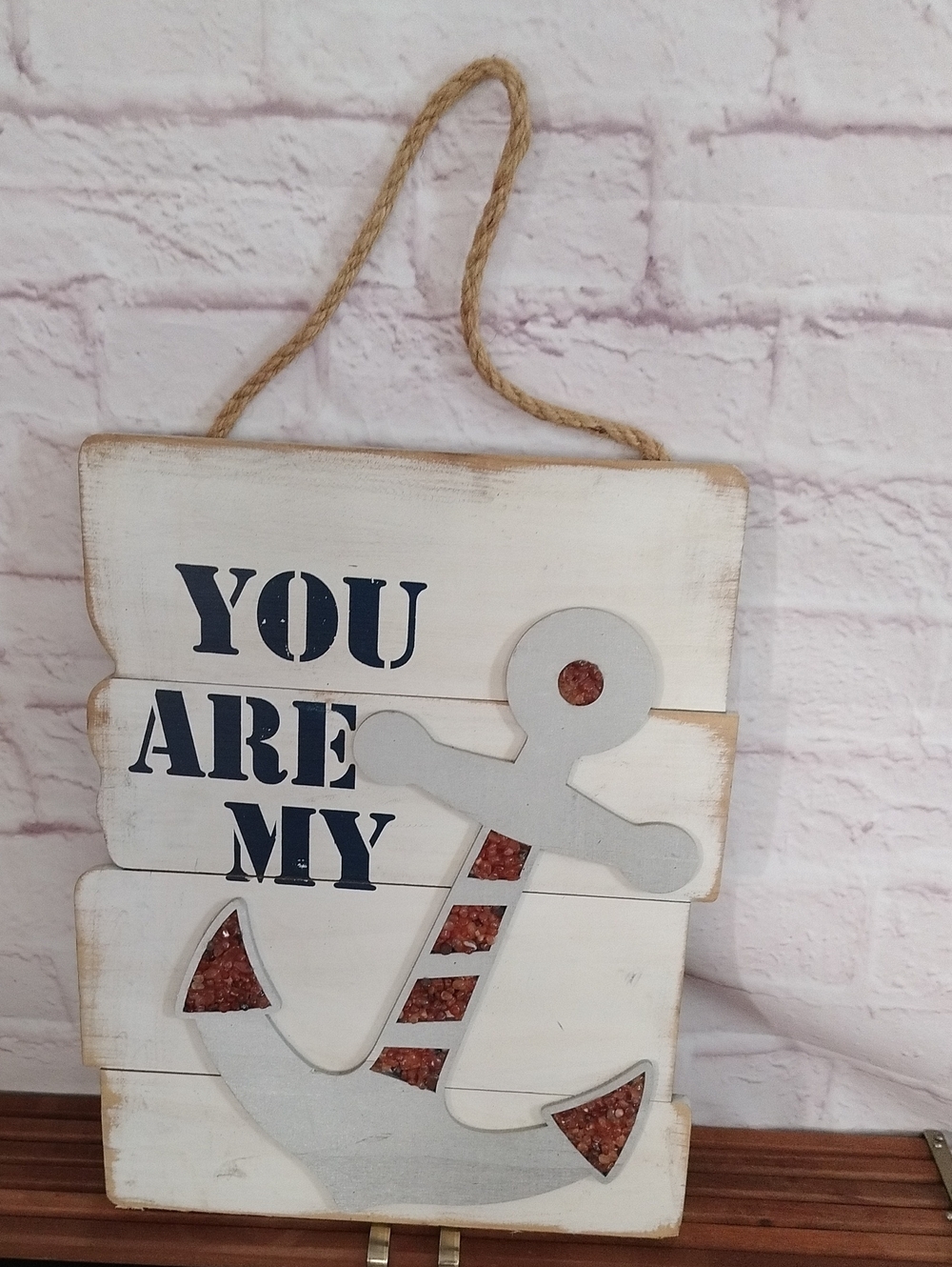 YOU ARE MY Anchor Wall Sign - White and Navy Home Wall Decor